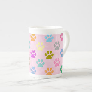 Caneca De Porcelana Impressões coloridas da pata de filhotes