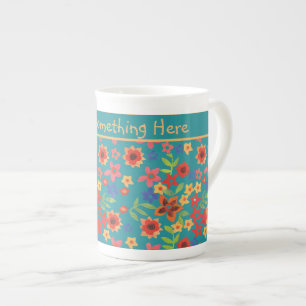 Caneca De Porcelana Impressões Florais Chic Retro na China Teal Custom