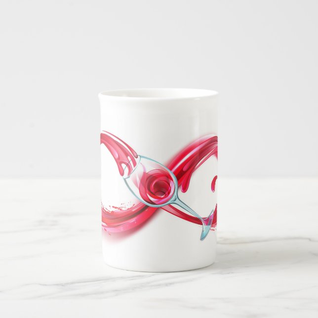 Caneca De Porcelana Infinidade com vinho tinto (Frente)