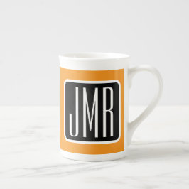 Caneca De Porcelana Iniciais Modernos Monogramados | Branco preto e la