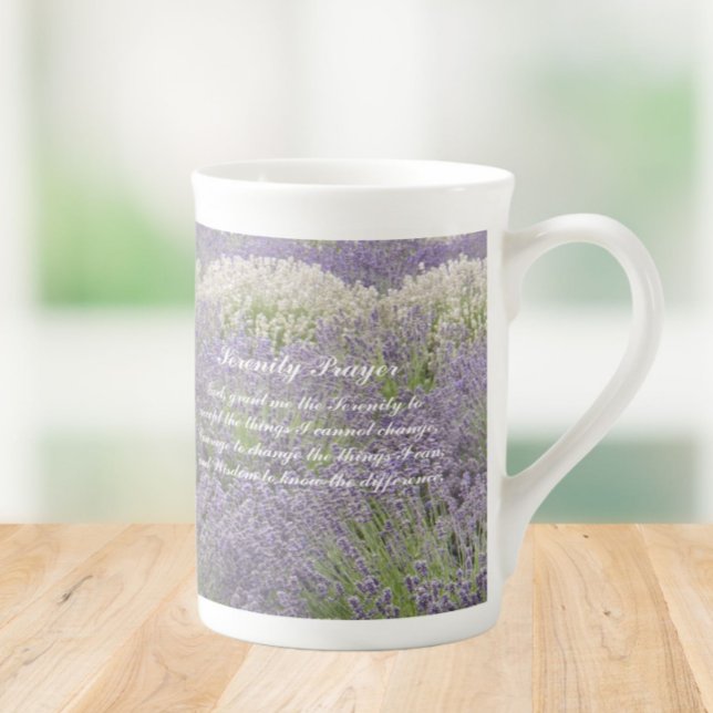 Caneca De Porcelana Inspirational Serenity Prayer Lavender Garden (In Situ)
