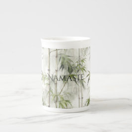 Caneca De Porcelana Ioga de Mindfulness do Bambu Verde