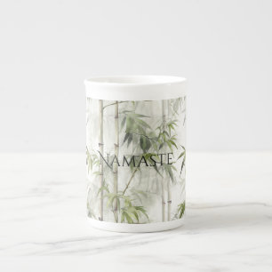 Caneca De Porcelana Ioga de Mindfulness do Bambu Verde