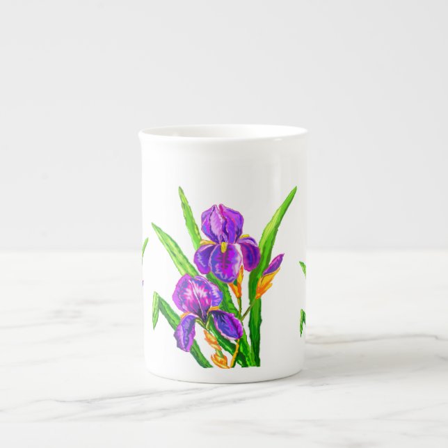 Caneca De Porcelana Iris Flowers Mug Linda Levanta Flor (Frente)