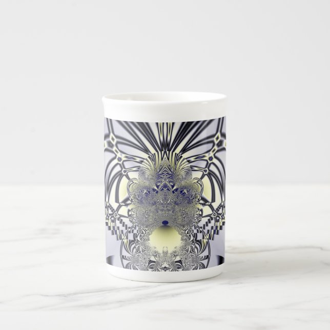 Caneca De Porcelana Íris Roxa Arte Fractal de Geometria Sagrada (Frente)