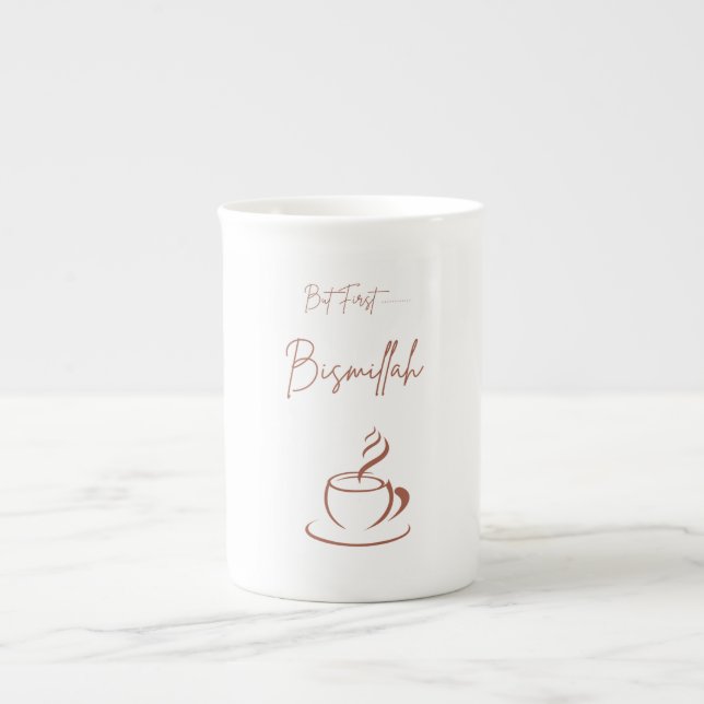 Caneca De Porcelana Islamic Mug – But First Bismillah | Coffee Tea Cup (Frente)