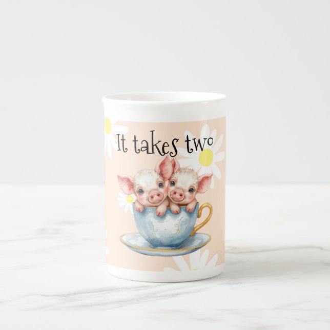 Caneca De Porcelana It Takes Two Teacup Piglets (Frente)