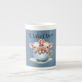 Caneca De Porcelana It Takes Two Teacup Piglets