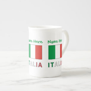 Caneca De Porcelana Itália e Bandeira Italiana Green Personalização 