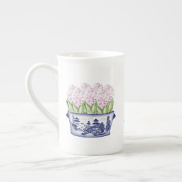 Caneca De Porcelana Jacintos Rosa em Vaso Chines