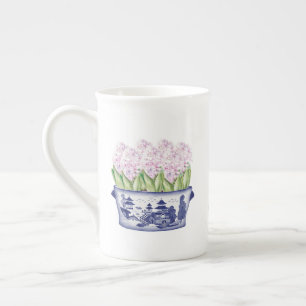 Caneca De Porcelana Jacintos Rosa em Vaso Chines