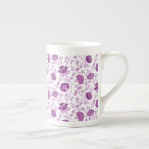 Caneca De Porcelana Jacobean Floral Pattern Pinks em Branco