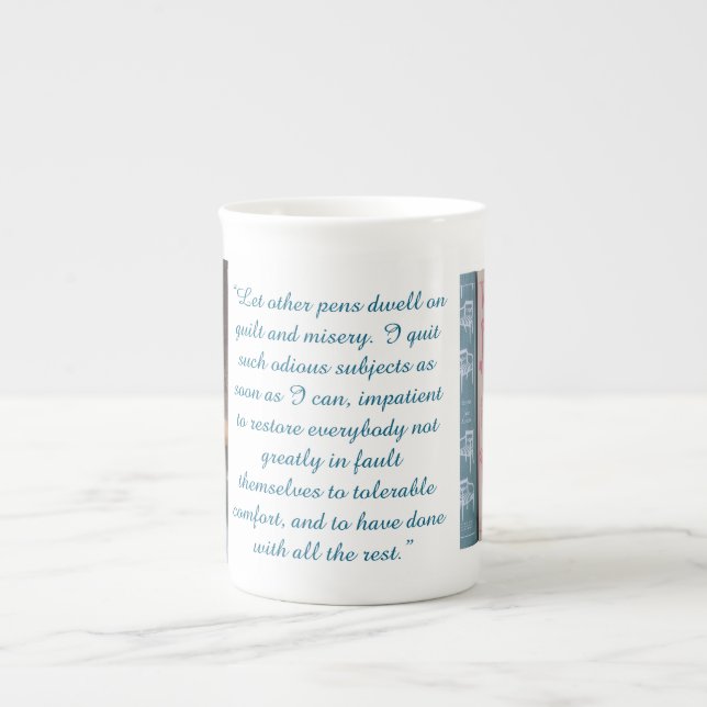 Caneca De Porcelana Jane Austen Quote (Blue) (Frente)