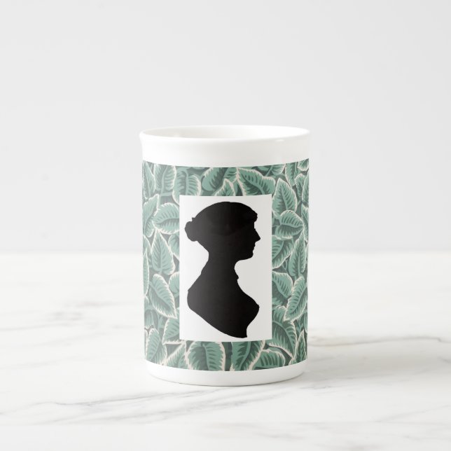 Caneca De Porcelana Jane Austen's Silhouette &  Home Wallpaper (Frente)