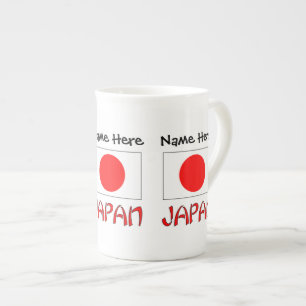 Caneca De Porcelana Japão e Bandeira Japonesa com o Seu Nome