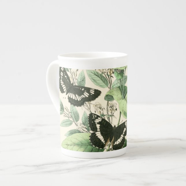 Caneca De Porcelana Jardim de Borboletas e Flores (Frente Esquerda)