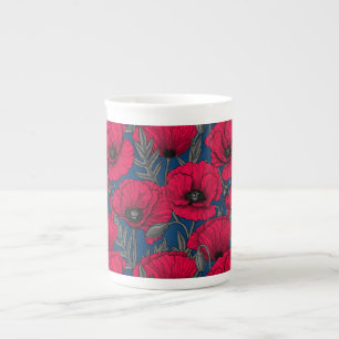 Caneca De Porcelana Jardim de papoila noturno