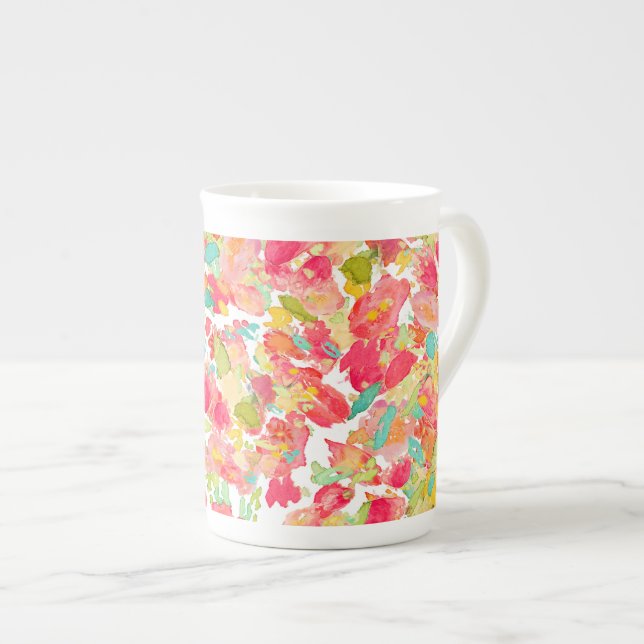 Caneca De Porcelana Jardim Floral/Aquarela PixDezines (Frente Esquerda)