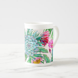 Caneca De Porcelana Jardim tropical dos Succulents