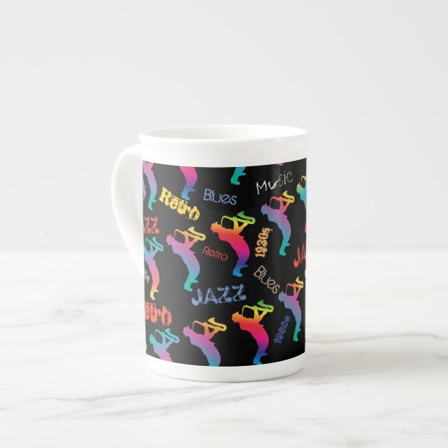 Caneca De Porcelana Jazz Musicians Retro Music POP ART 1930 - 1950 (Frente Esquerda)