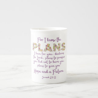 Caneca De Porcelana Jeremiah 29:11 Roxo, Letras Florais Cristão