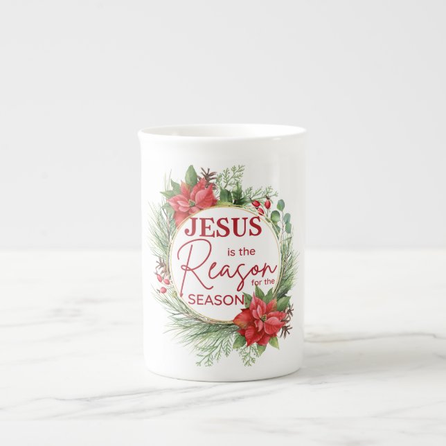 Caneca De Porcelana Jesus é a razão do Natal da temporada (Frente)
