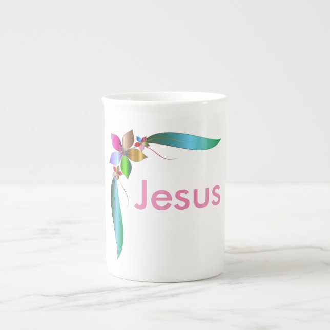 CANECA DE PORCELANA JESUS FLOWER RIBBON (Frente)