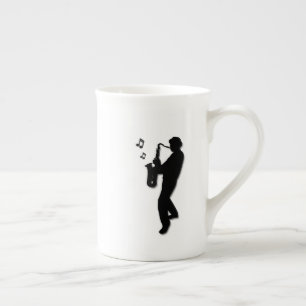 Caneca De Porcelana Jogador saxofone