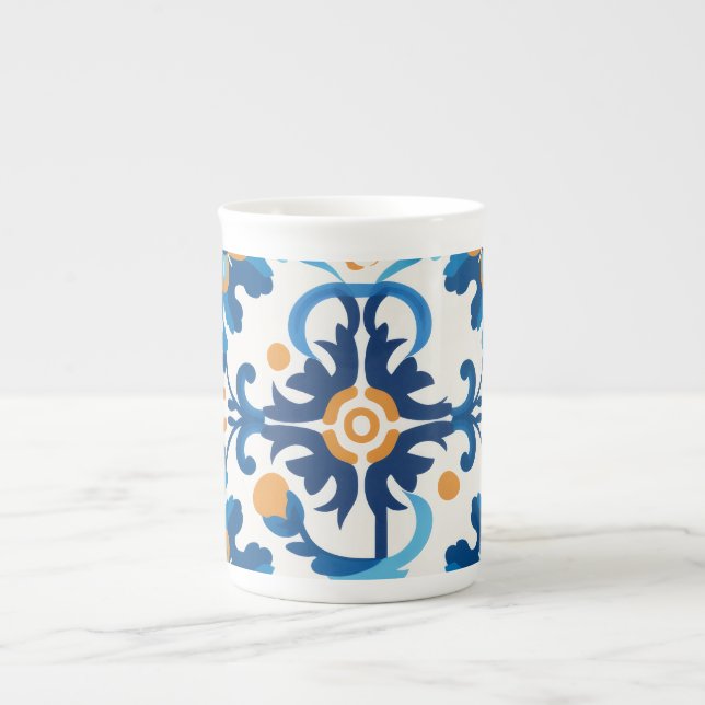 Caneca De Porcelana Jug de Leite Azul e Castanho (Frente)