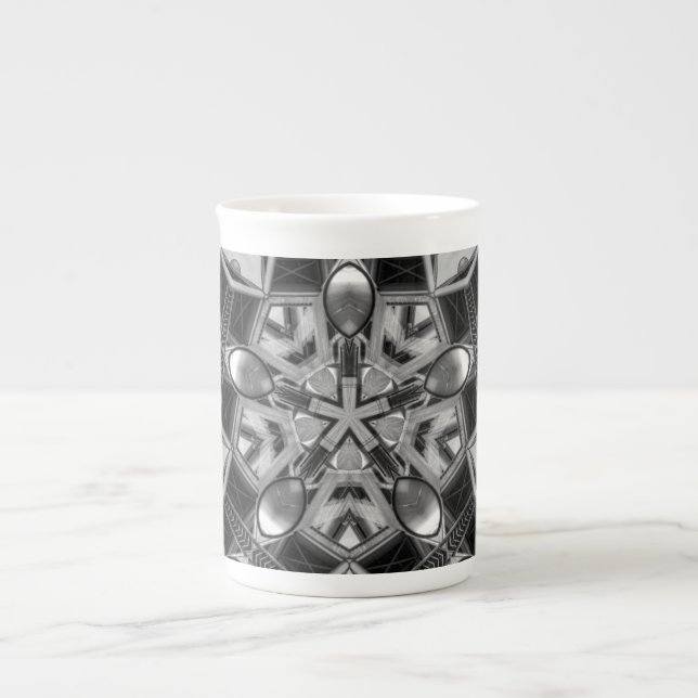 Caneca De Porcelana Kaleidoscope - Estrela cinza escura... (Frente)