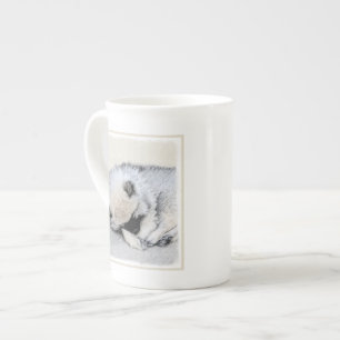 Caneca De Porcelana Keeshond Dormindo Puppy Pintura Original