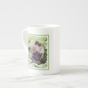 Caneca De Porcelana Keeshond Puppy na Pintura Original
