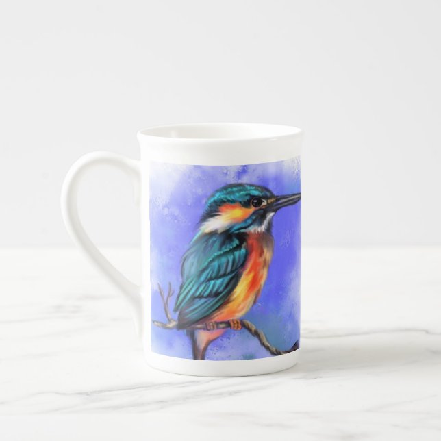 Caneca De Porcelana Kingfisher Bird Paianting (Esquerda)