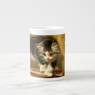 Caneca De Porcelana Kitten com pintura e escovas