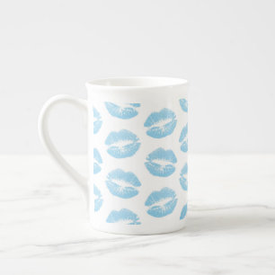 Caneca De Porcelana Lábios Azuis, Padrão De Lábios, Batom Azul, Beijo