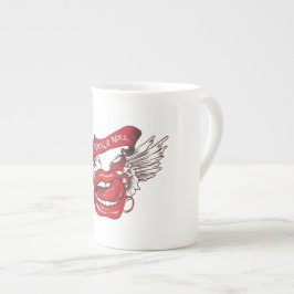 Caneca De Porcelana Lábios Rock n Roll Angel