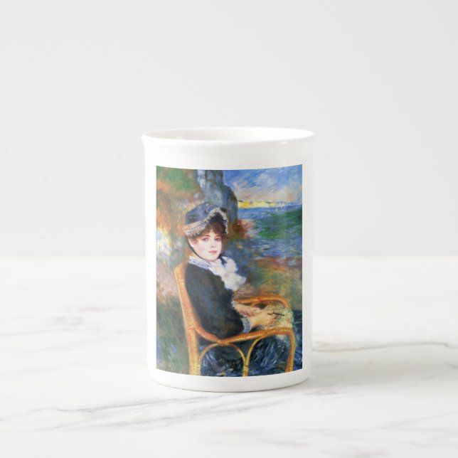 Caneca De Porcelana Lady by the Seashore (por Pierre-Auguste Renoir) (Frente)