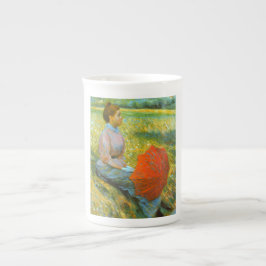 Caneca De Porcelana Lady Resting em um Prado Verde