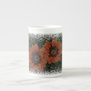 Caneca De Porcelana Laranja Daisy Balls Osso China Mug
