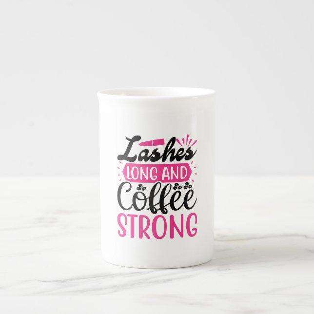 Caneca De Porcelana Lashes Long Coffee Strong (Frente)
