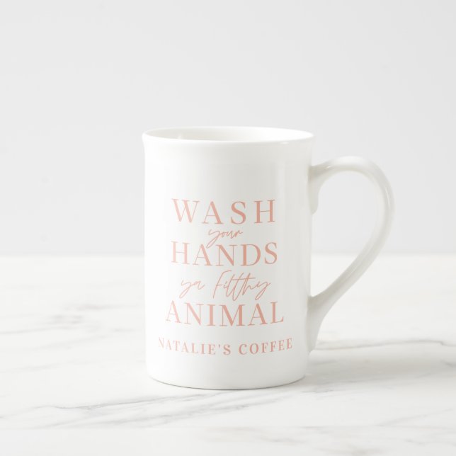 Caneca De Porcelana Lave suas mãos, seu animal sujo engraçado (Direita)