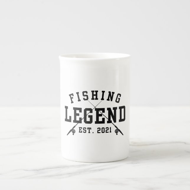 Caneca De Porcelana Legenda De Pesca Estabelecida Em 2021 (Frente)