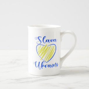 Caneca De Porcelana Lema Slava Ukraini Glória à Ucrânia coração  