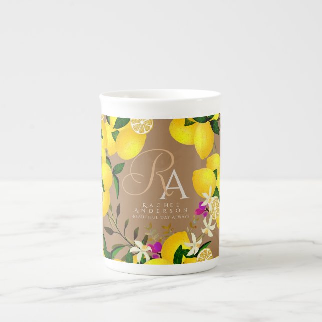 Caneca De Porcelana Lemon Monograma Brown (Frente)