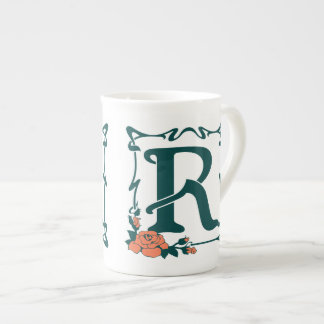 Caneca De Porcelana Letra extravagante R do nouveau da arte do vintage