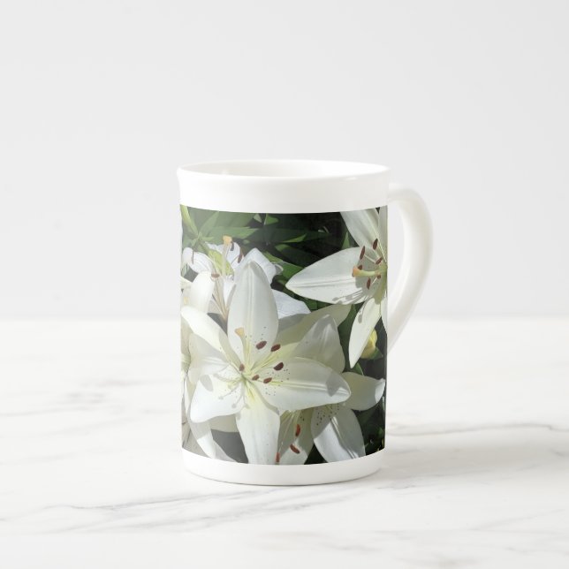 Caneca De Porcelana Lilases Brancas (Frente Esquerda)