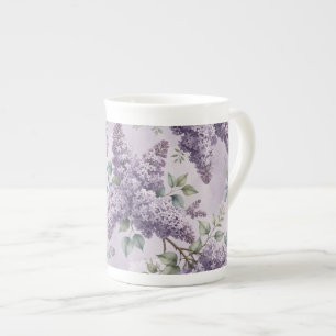 Caneca De Porcelana Lilases Flores de Lilás Verde Salvia Lavanda Empoe