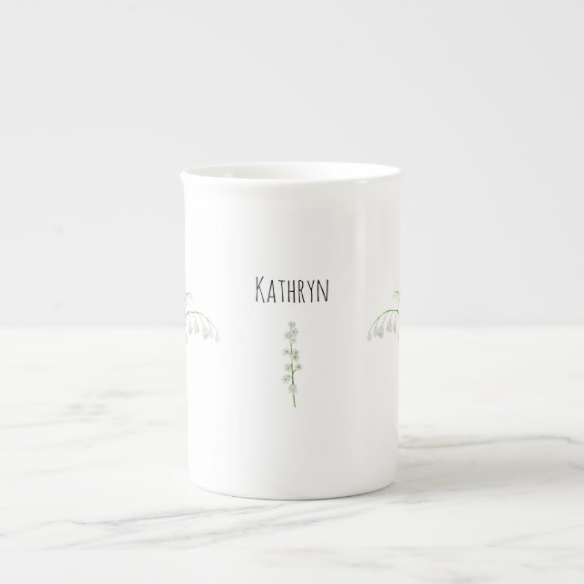 Caneca De Porcelana Lily of the Valley May Birth Flower (Frente)