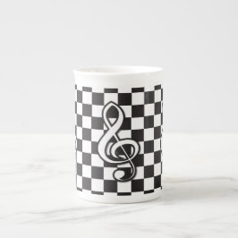Caneca De Porcelana Limpeza moderna de preto e branco no quadro de con