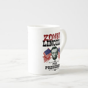 Caneca De Porcelana Lincoln Zumbi Para Presidente - Eleição Divertida